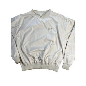 Vintage Reebok Golf Pullover Windbreaker Mens Large Beige Golfing Pullover Lg